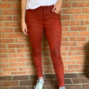 Free People Faux Red Leather Pants